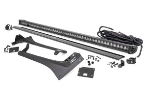 50in Strght LED Light Bar Upper Windshield Kit w/Single-Row Blk Series White DRL