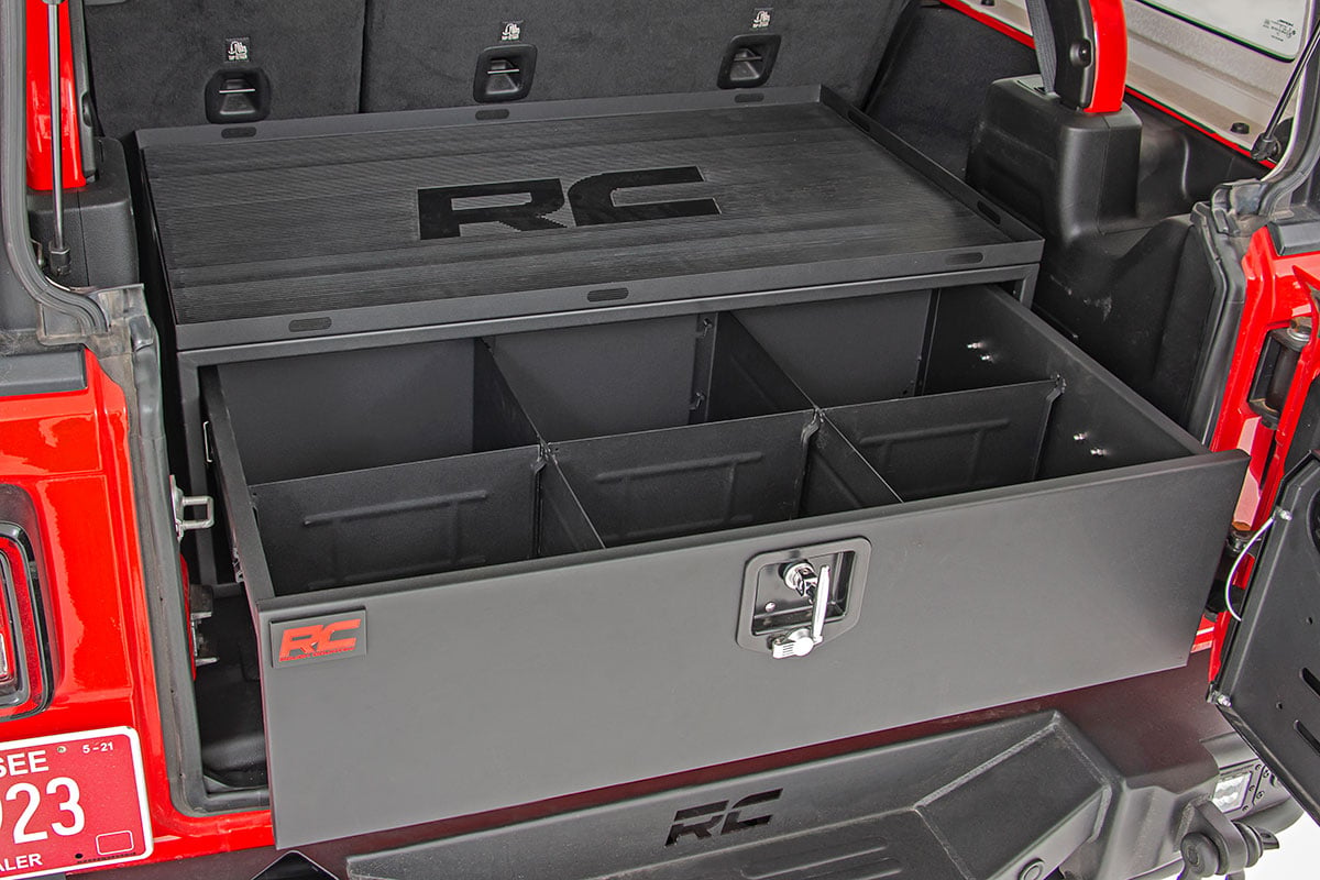 99030 Storage Box | Metal | Slide Out Lockable Drawer | Jeep Wrangler JL (18-23)