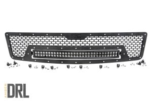 70196BDA Mesh Grille | 30" Dual Row LED | Black | Amber DRL | Chevy Silverado 1500 (07-13)